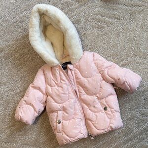Rothschild Pink Puffer Jacket with Cream Hood